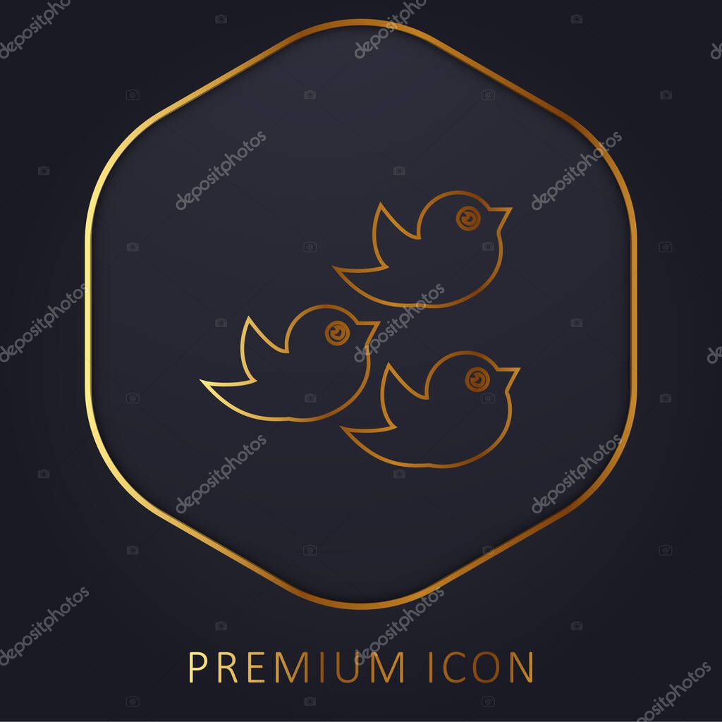 Birds Group golden line premium logo or icon