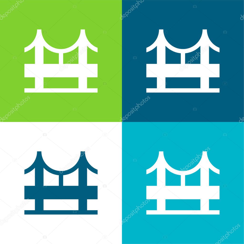 Bridge Flat four color minimal icon set