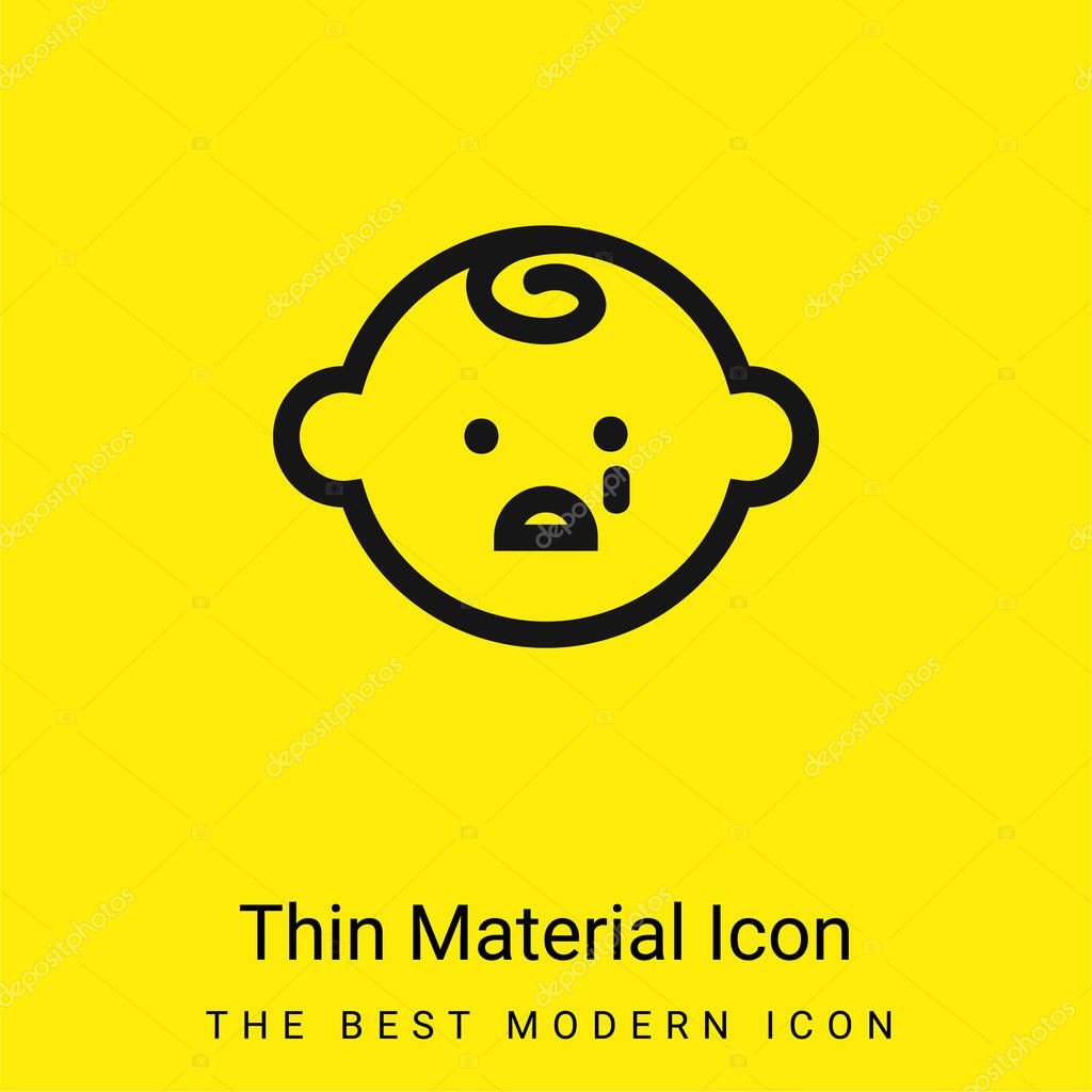 Baby Face Crying minimal bright yellow material icon