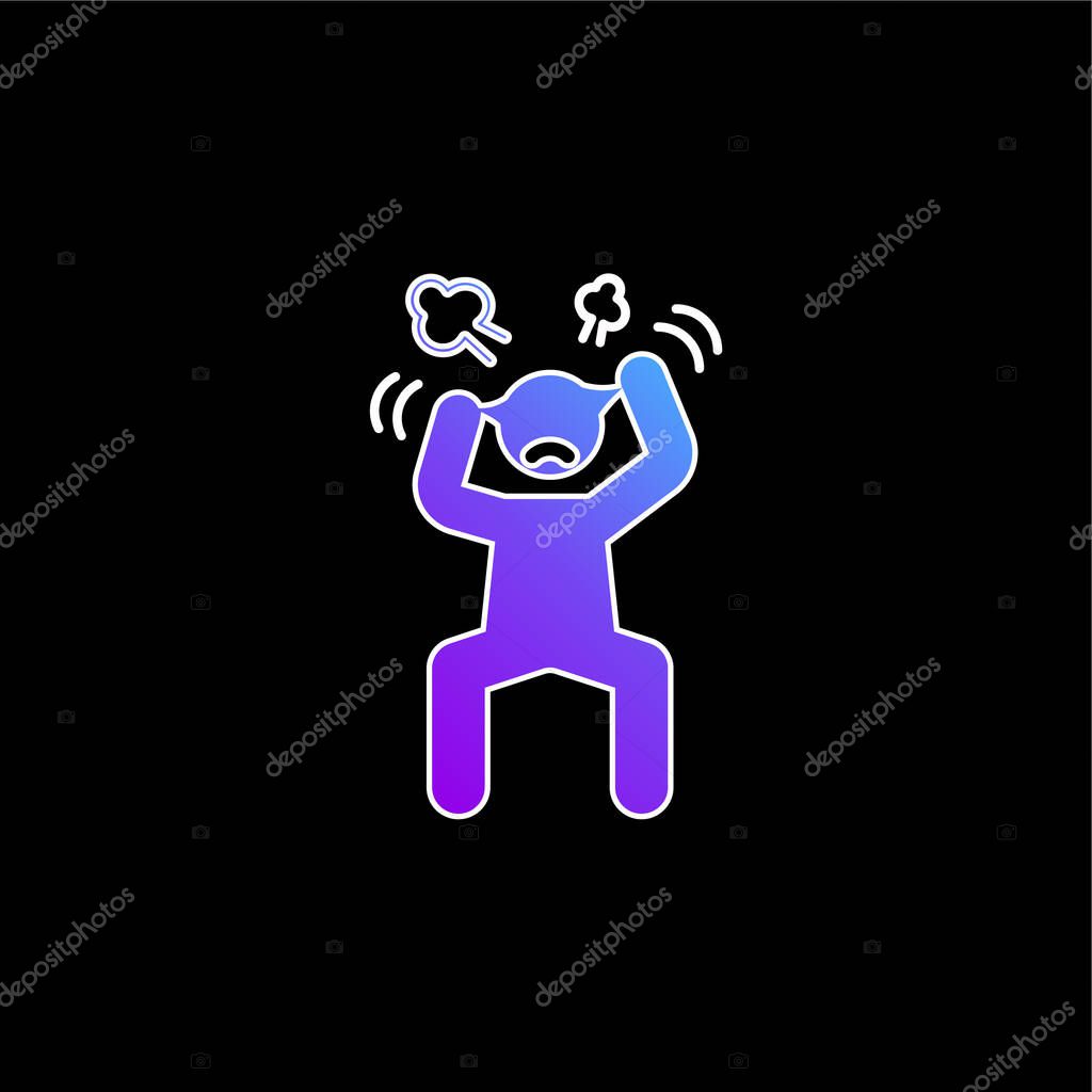 Angry Man blue gradient vector icon