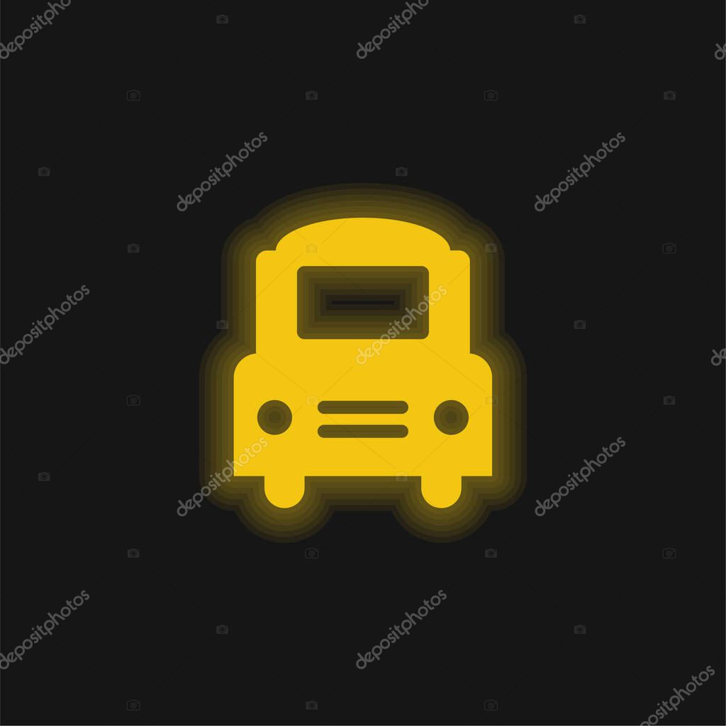 Big Bus Frontal yellow glowing neon icon