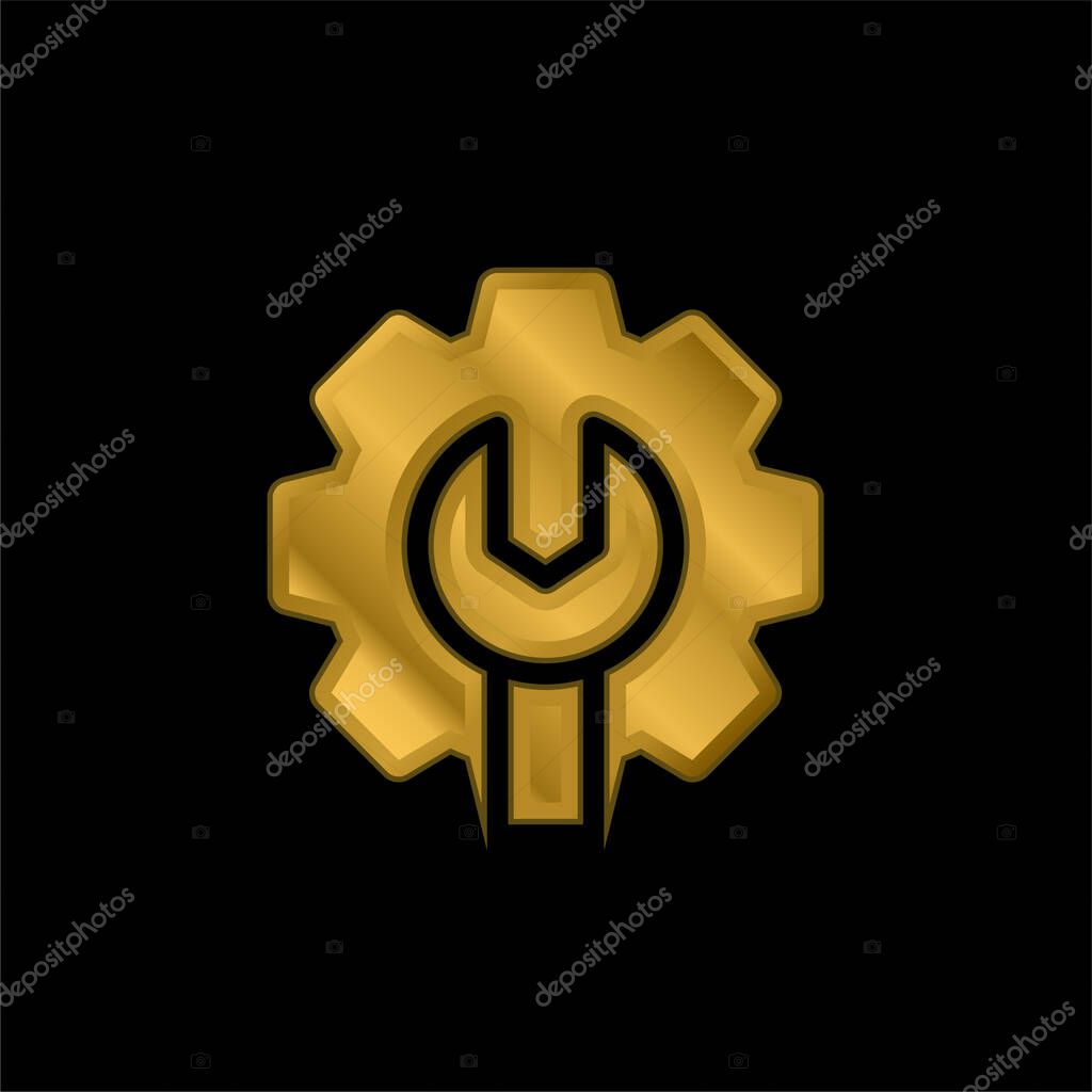 Admin gold plated metalic icon or logo vector