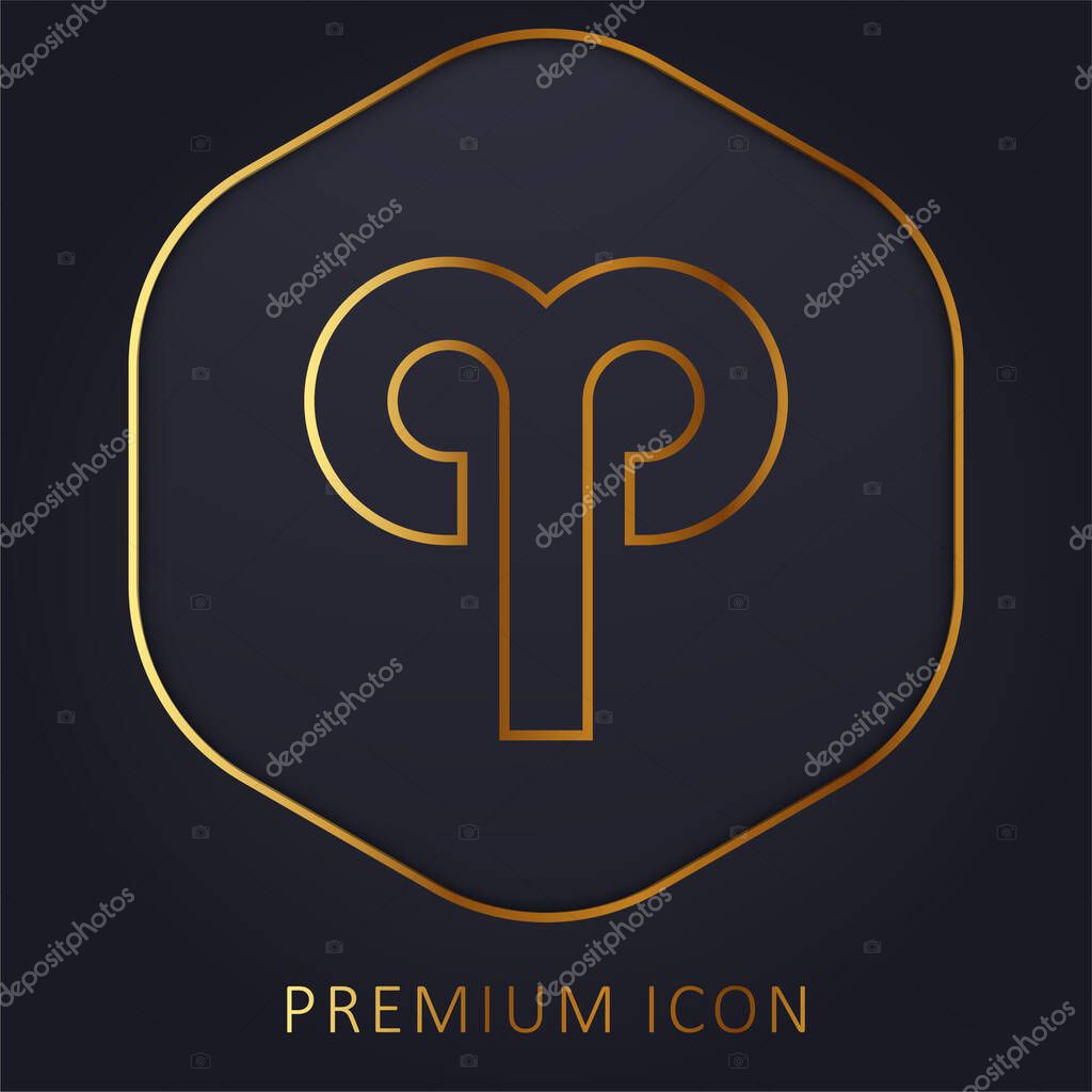 Aries golden line premium logo or icon