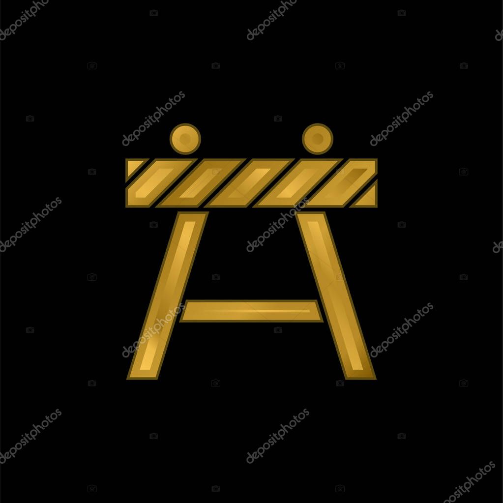 Barricade gold plated metalic icon or logo vector