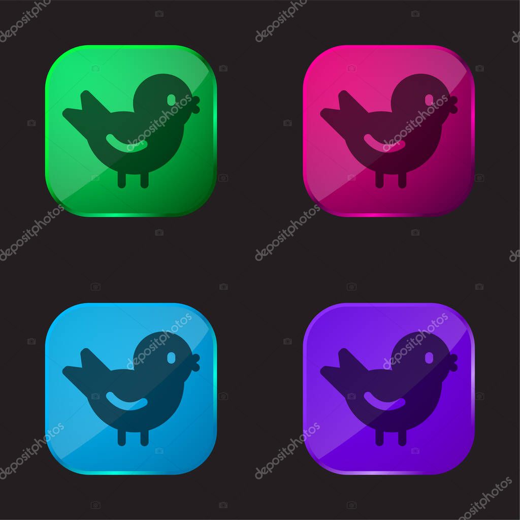 Bird four color glass button icon