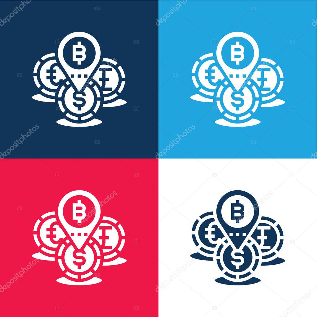 Addresses blue and red four color minimal icon set