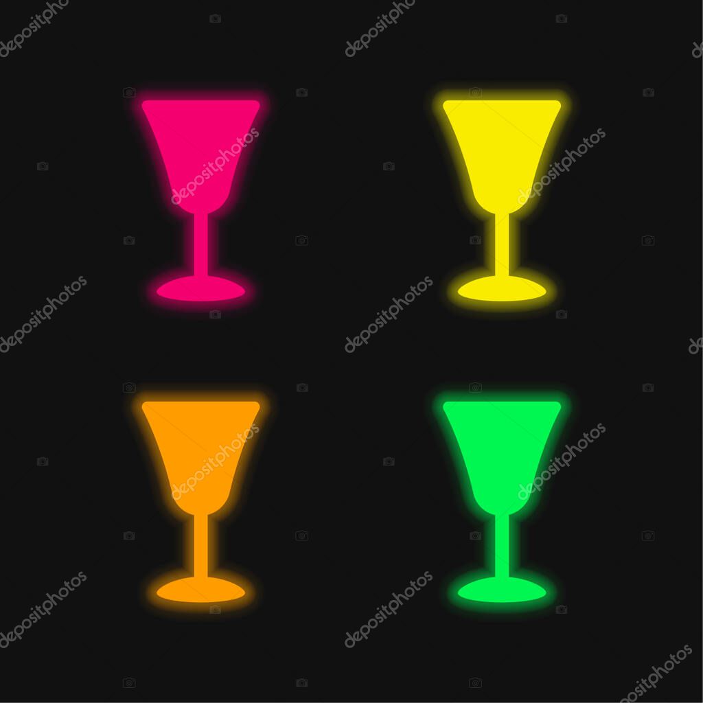 Big Goblet four color glowing neon vector icon