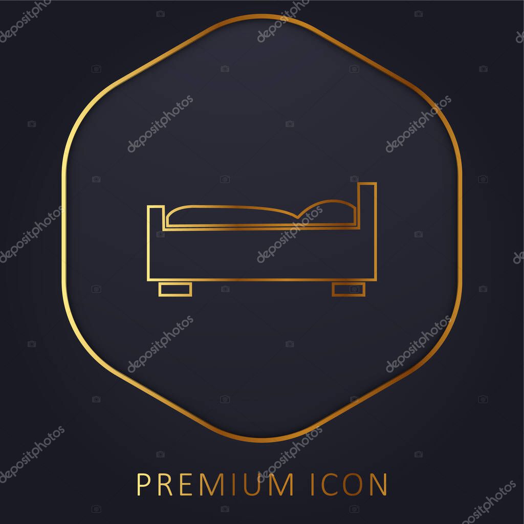 Bedroom Furniture golden line premium logo or icon