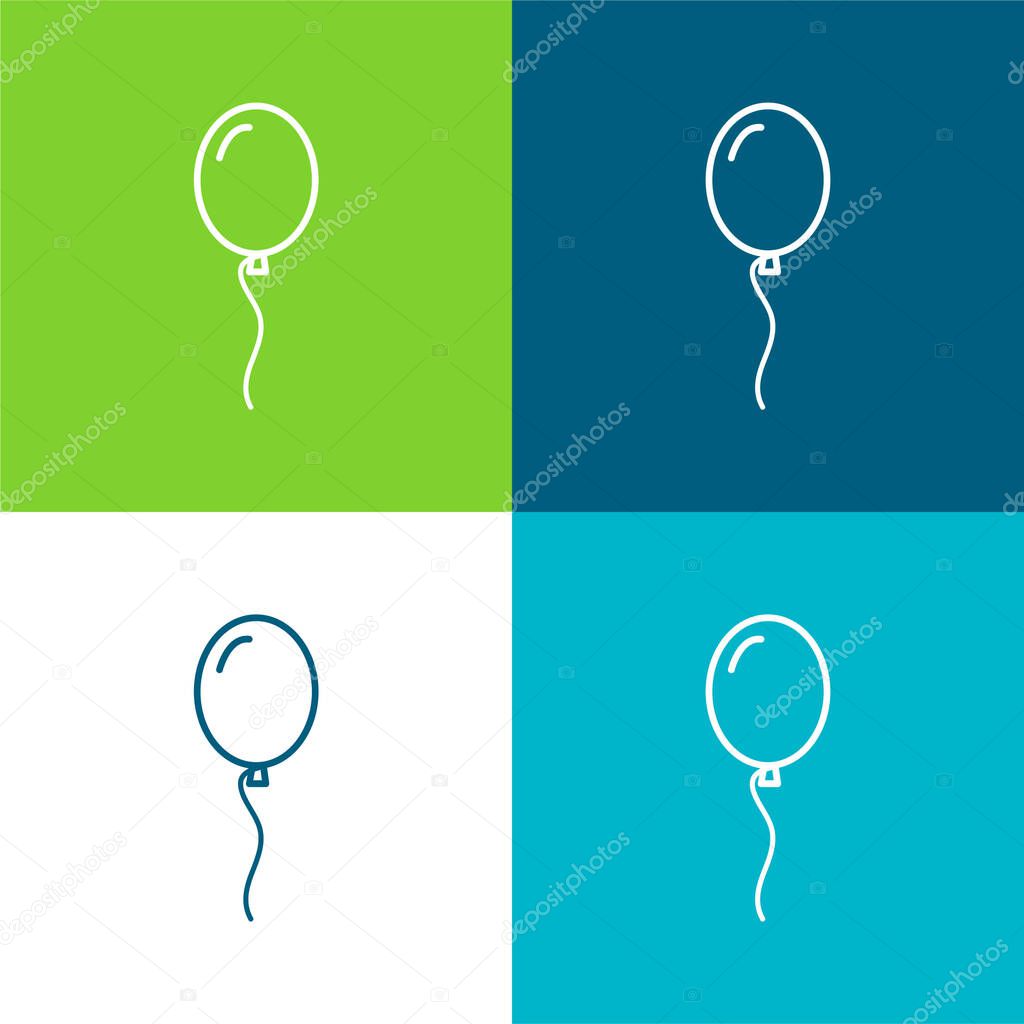 Balloon Flat four color minimal icon set