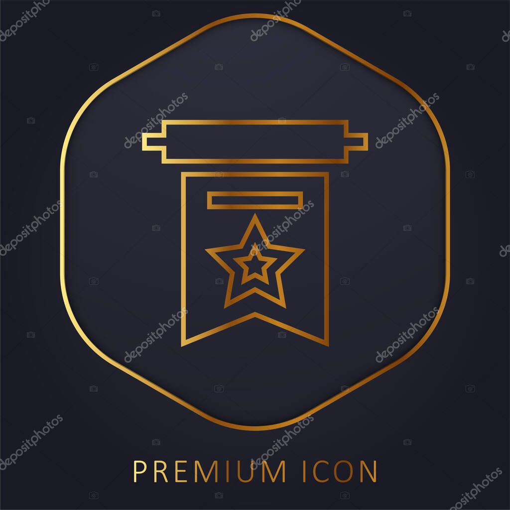 Banner golden line premium logo or icon