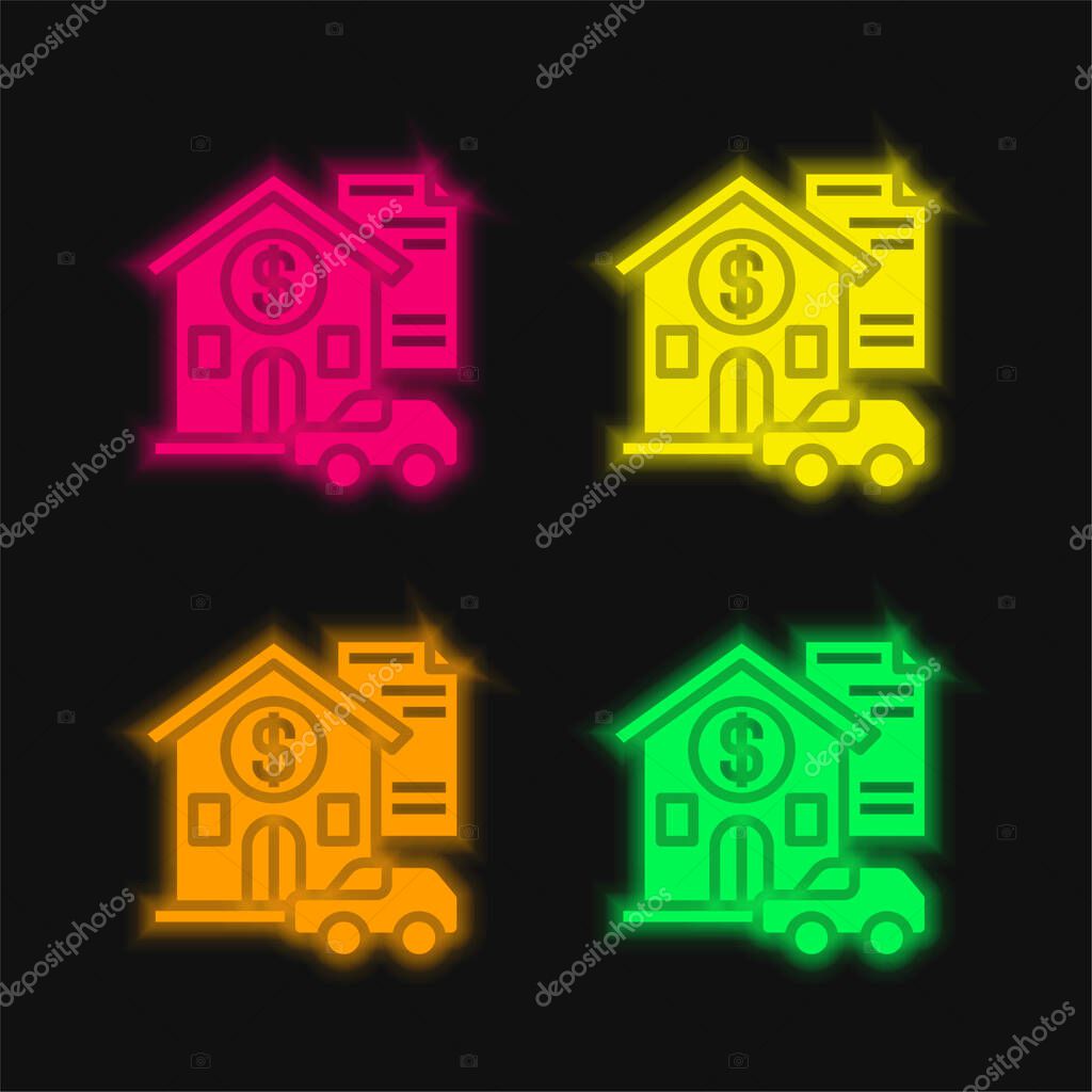 Asset four color glowing neon vector icon