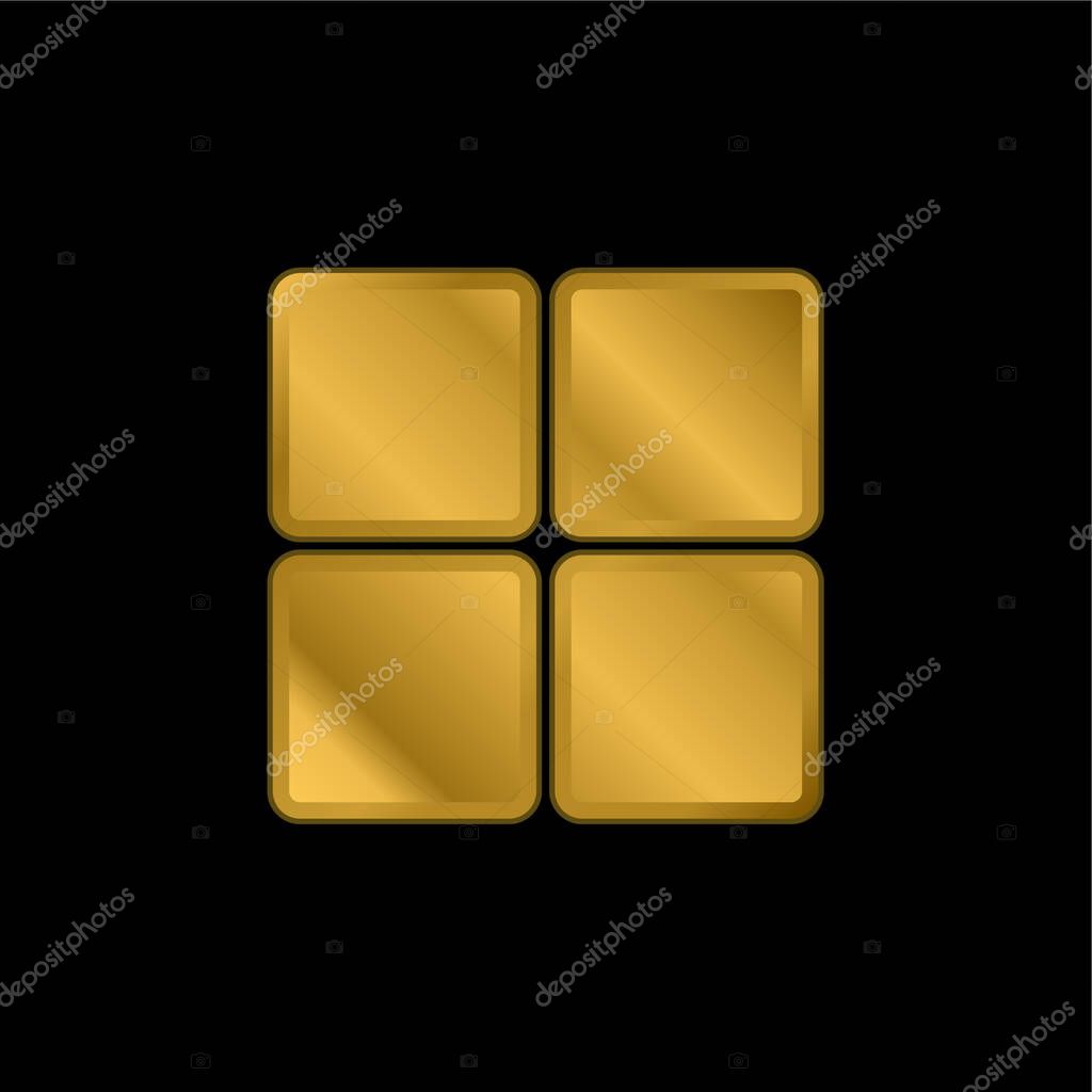 4 Rounded Squares gold plated metalic icon or logo vector