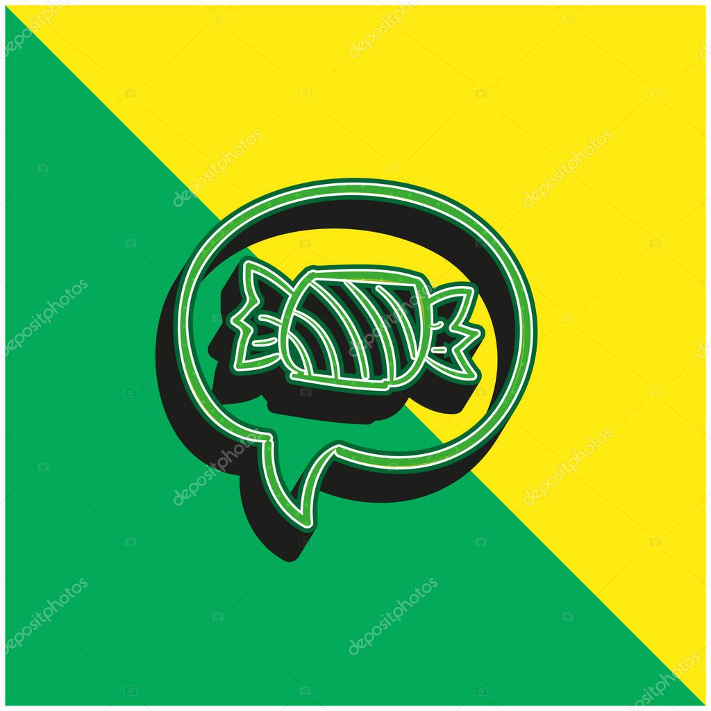 Asking For A Candy In Halloween Green and yellow modern 3d vector icon logo