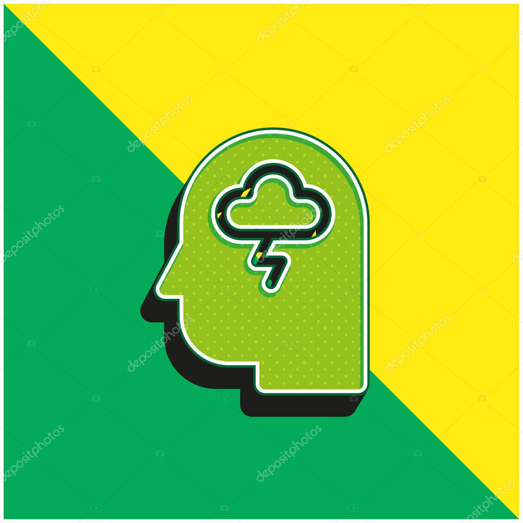Anxiety Green and yellow modern 3d vector icon logo