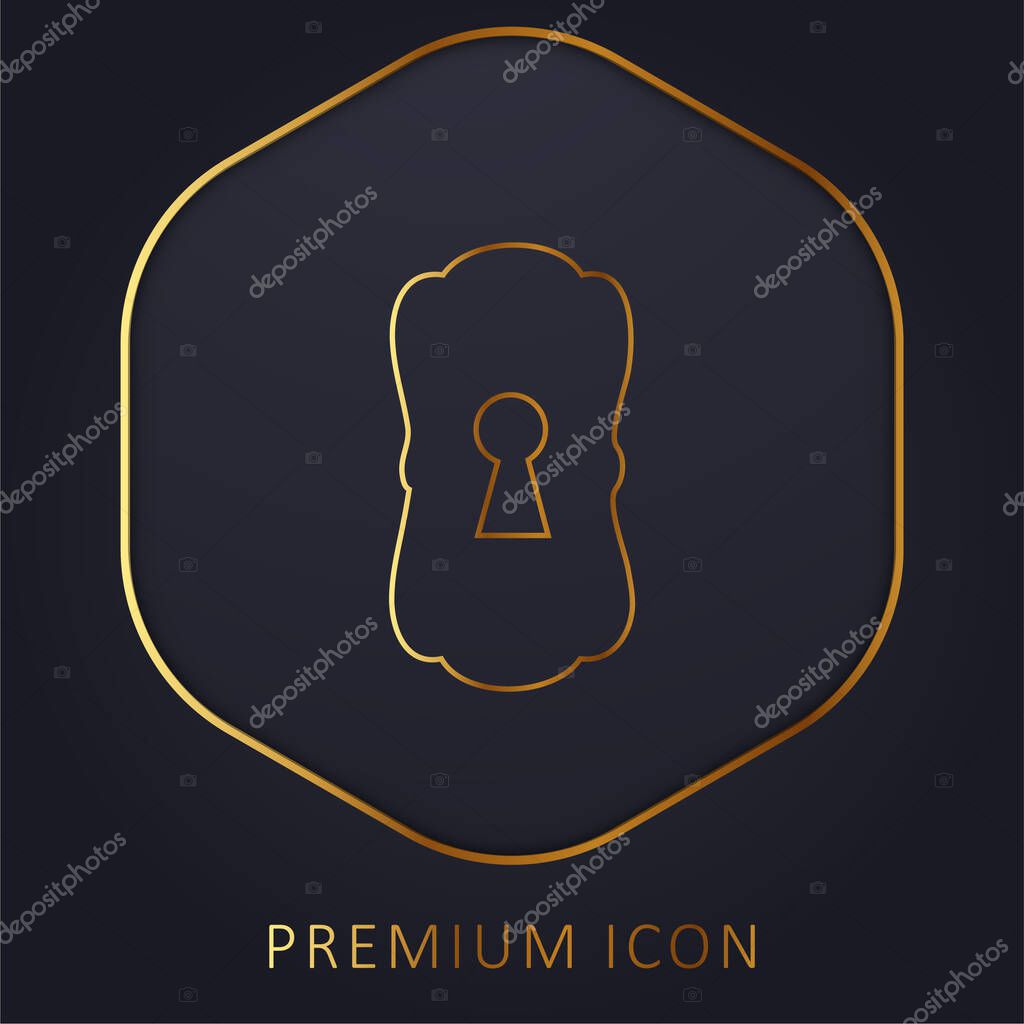 Big Keyhole Black Shape golden line premium logo or icon