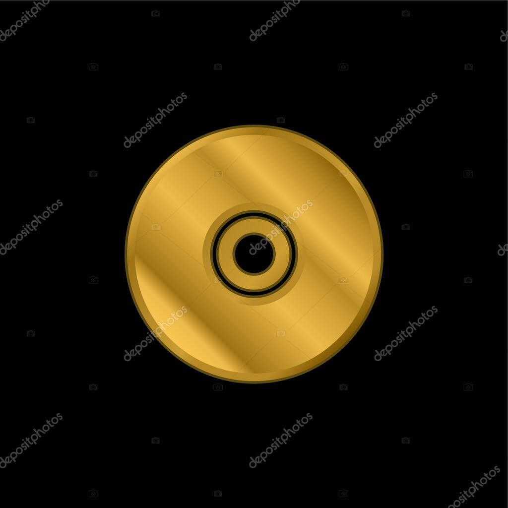 Black Compact Disc gold plated metalic icon or logo vector