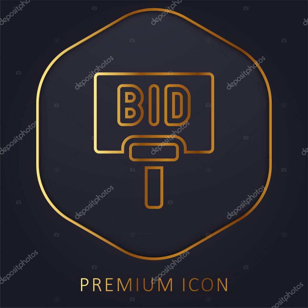 Bidding golden line premium logo or icon