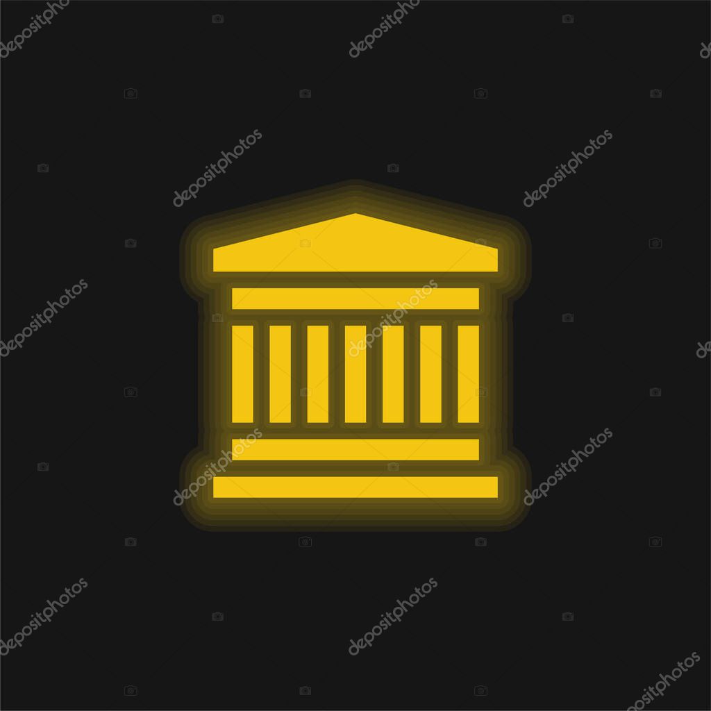 Bank yellow glowing neon icon