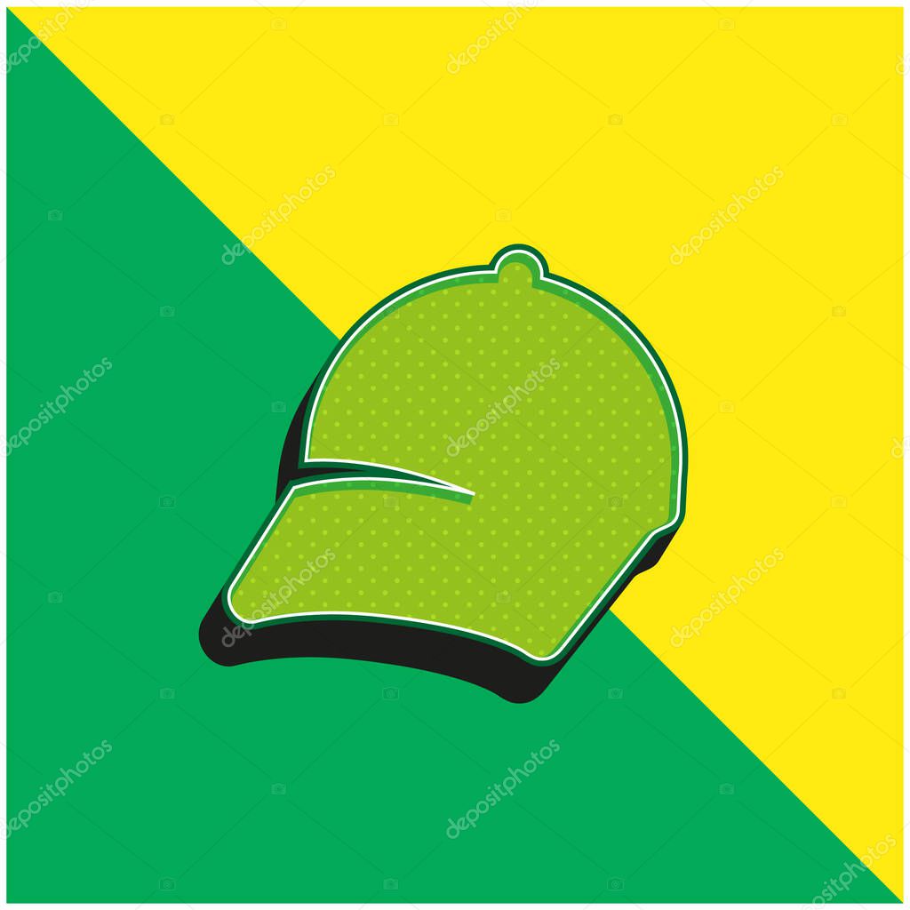 Baseball Cap Green and yellow modern 3d vector icon logo