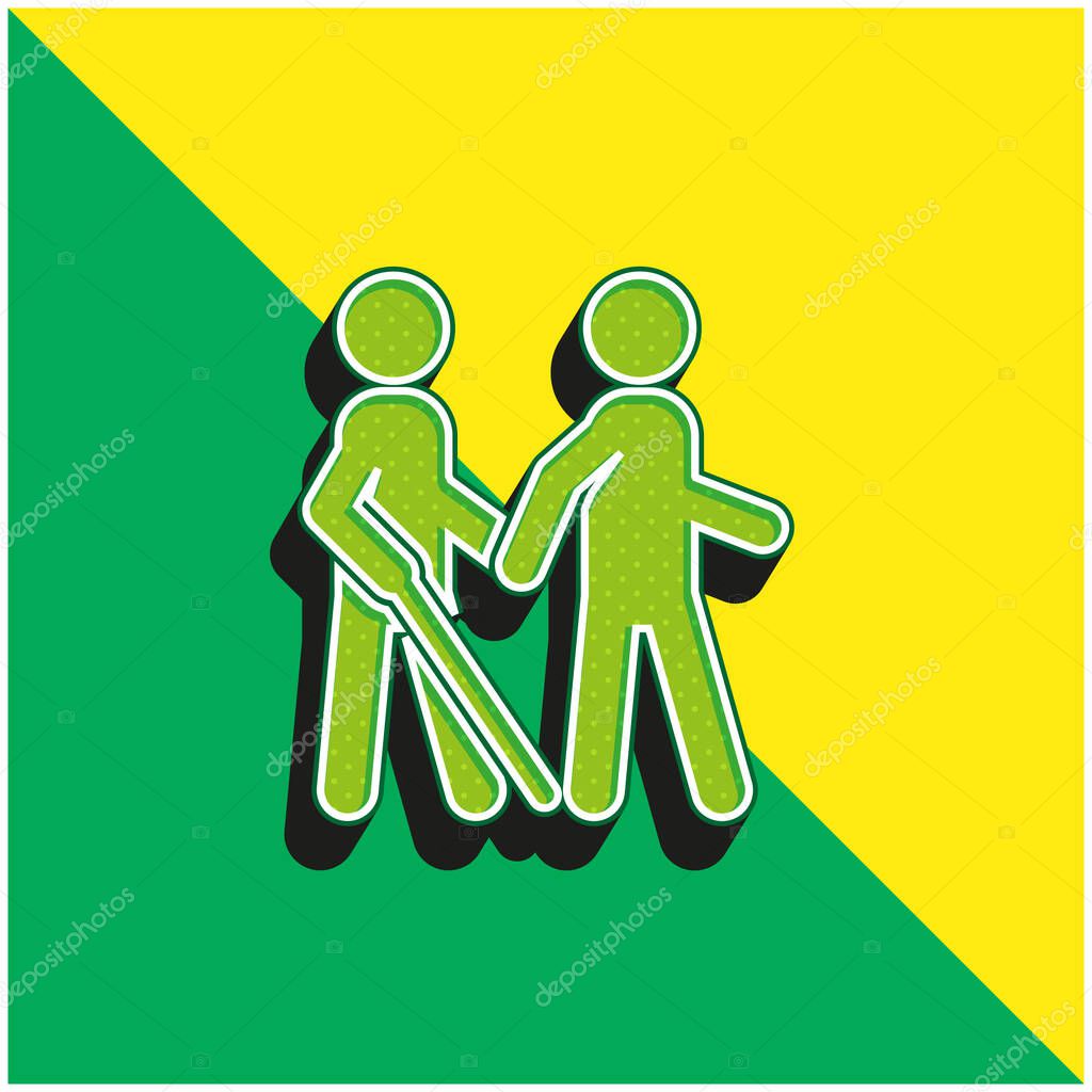 Blind Green and yellow modern 3d vector icon logo