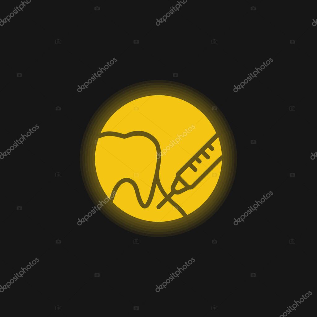 Anesthesia yellow glowing neon icon