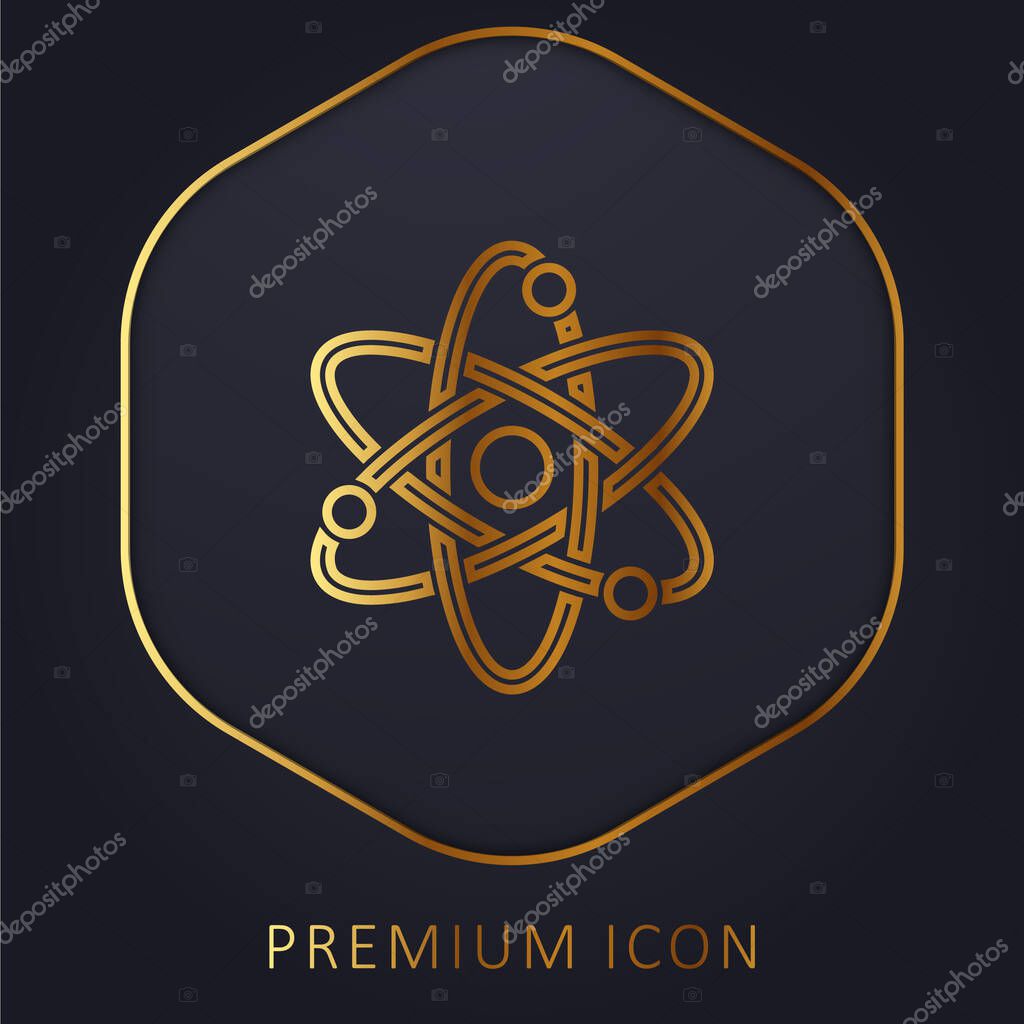 Atom golden line premium logo or icon