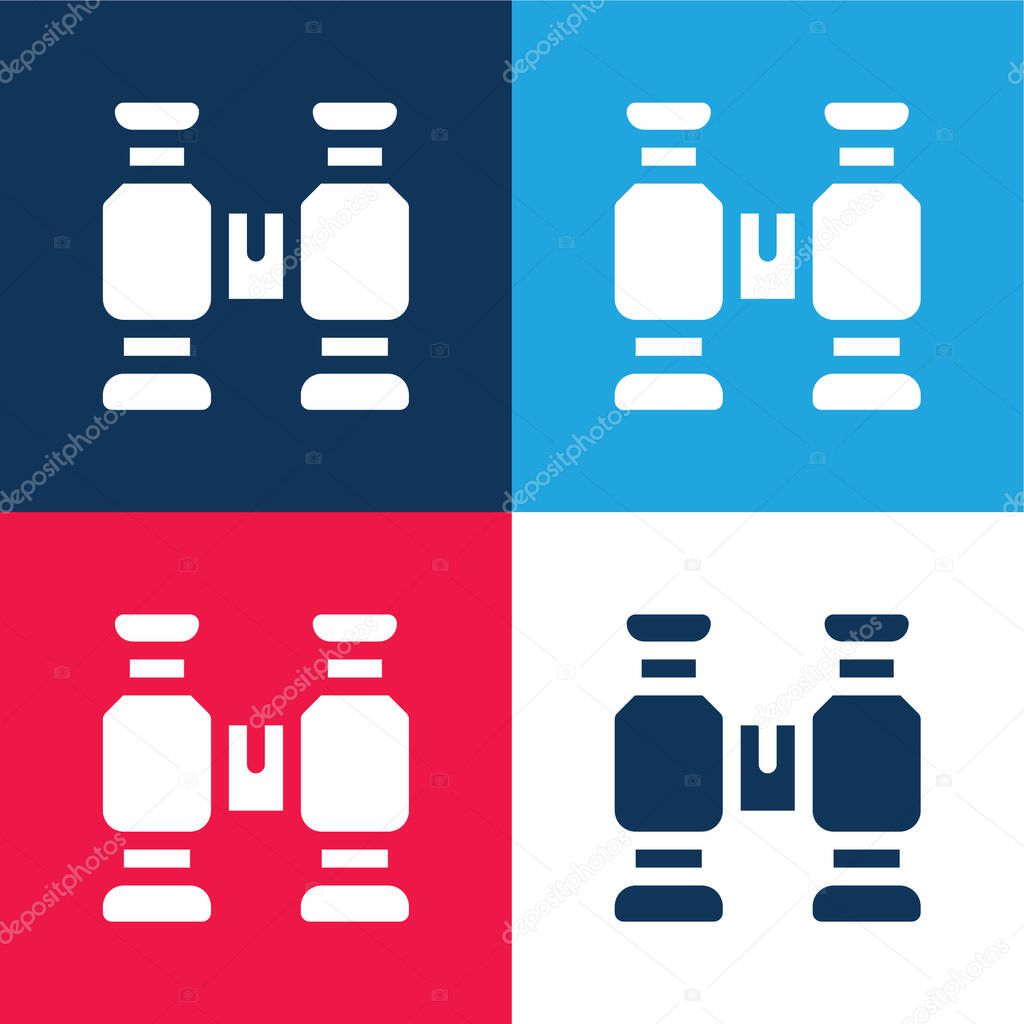 Binoculars blue and red four color minimal icon set