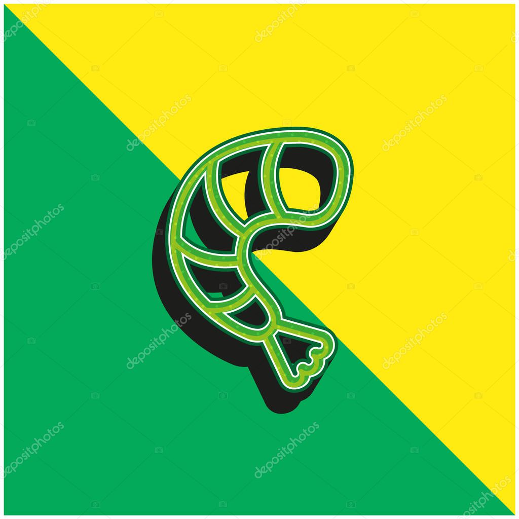 Big Shrimp Green and yellow modern 3d vector icon logo