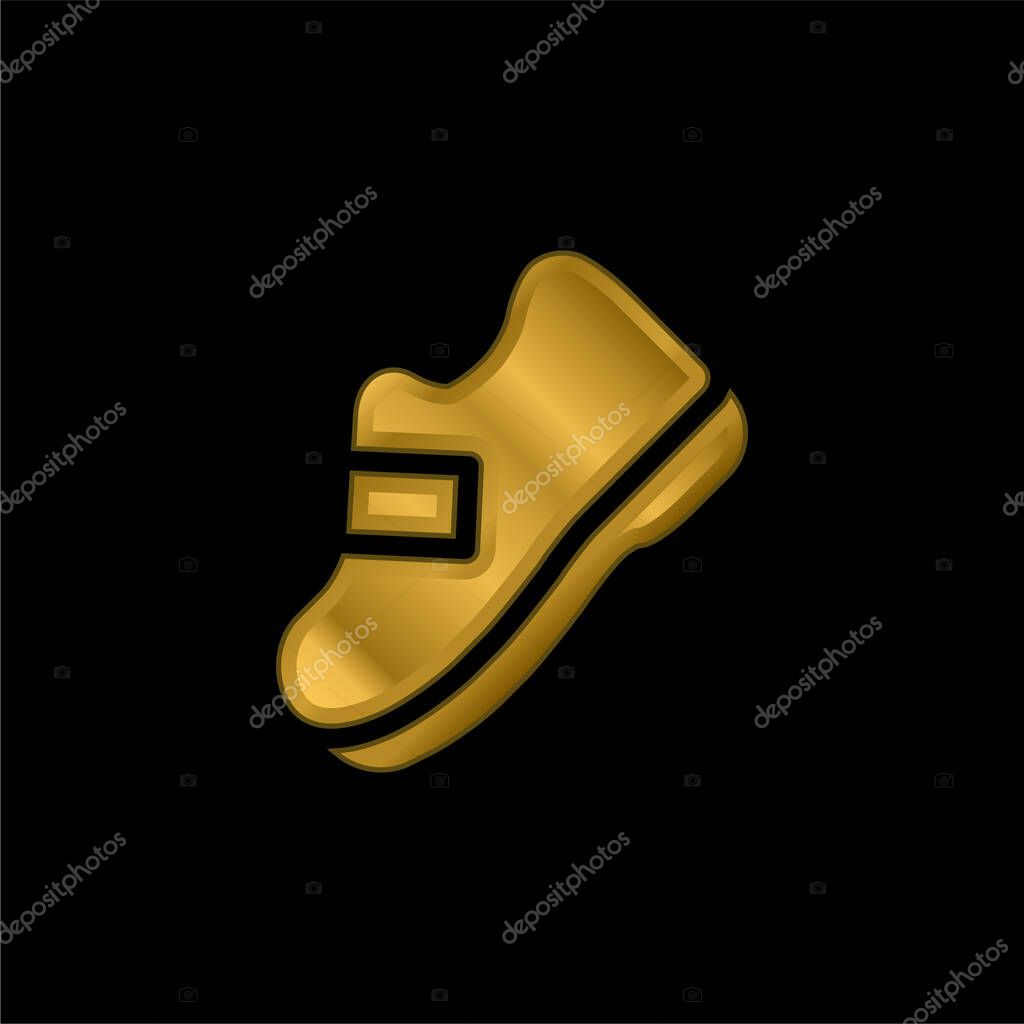 Boot gold plated metalic icon or logo vector