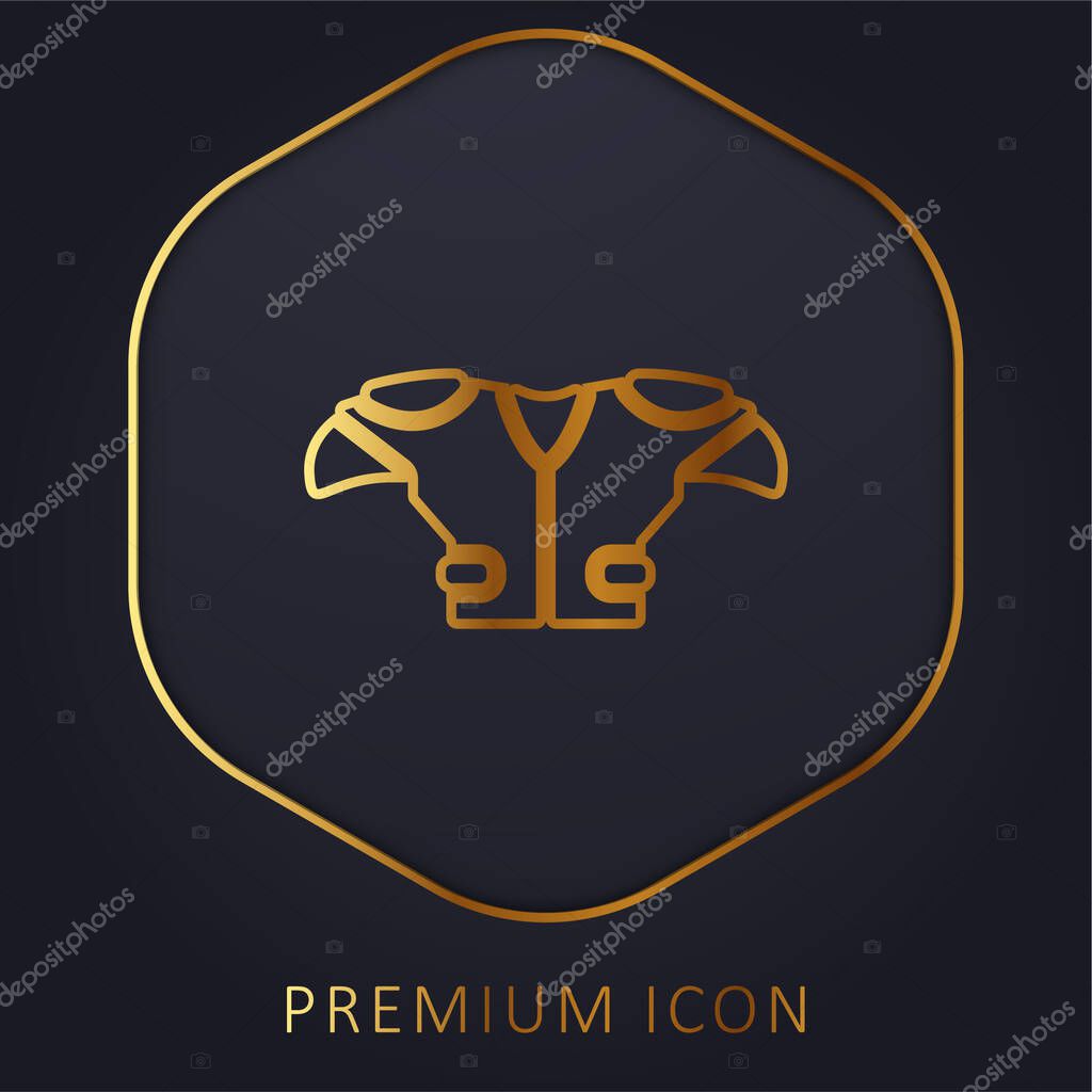 American Football Player Black T Shirt Cloth golden line premium logo or icon