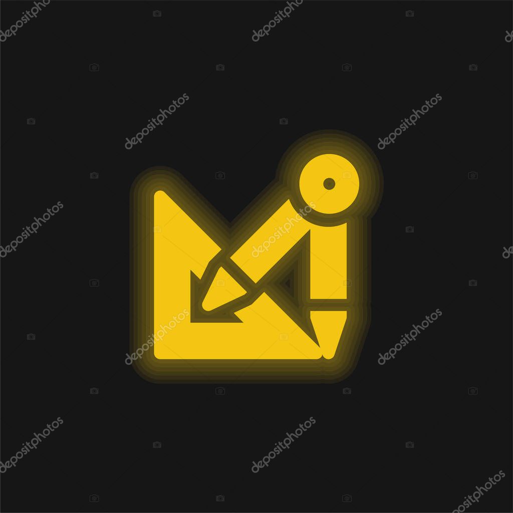 Architecture yellow glowing neon icon