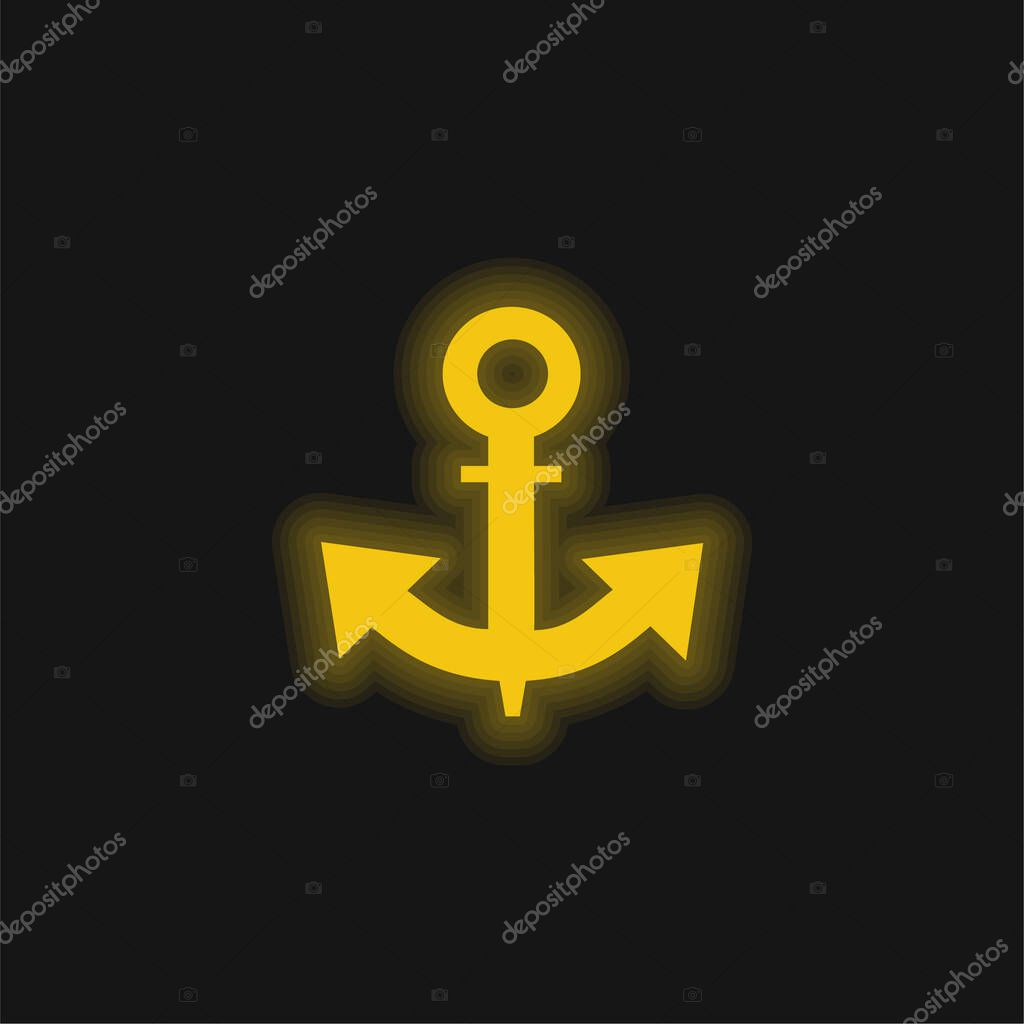 Boat Anchor yellow glowing neon icon