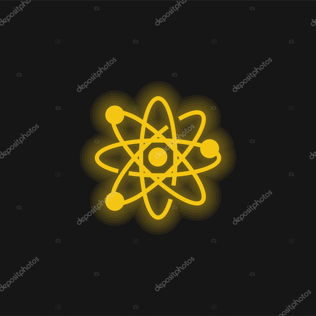 Atom yellow glowing neon icon