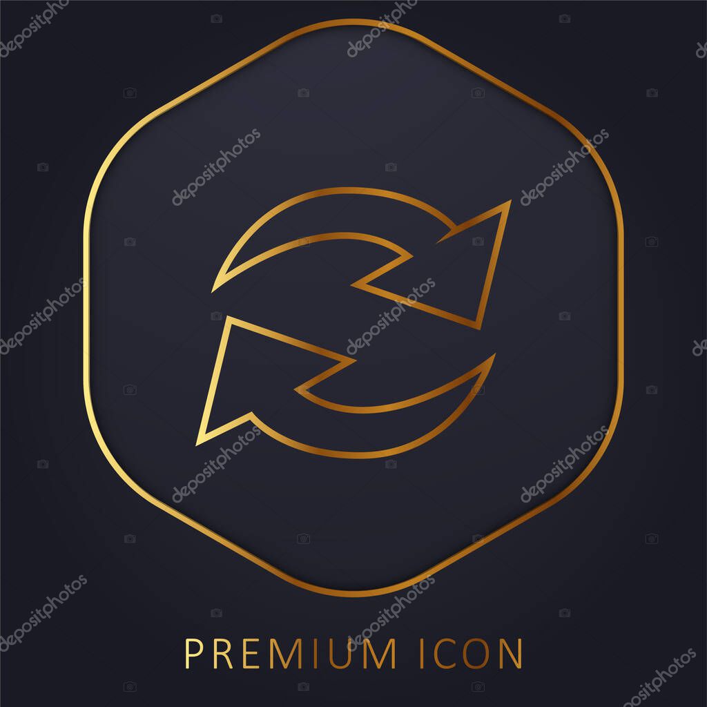 Actualize Arrows Couple In Circle golden line premium logo or icon