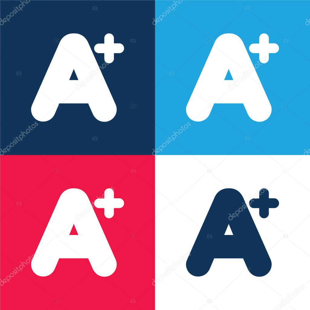 A+ Mark blue and red four color minimal icon set