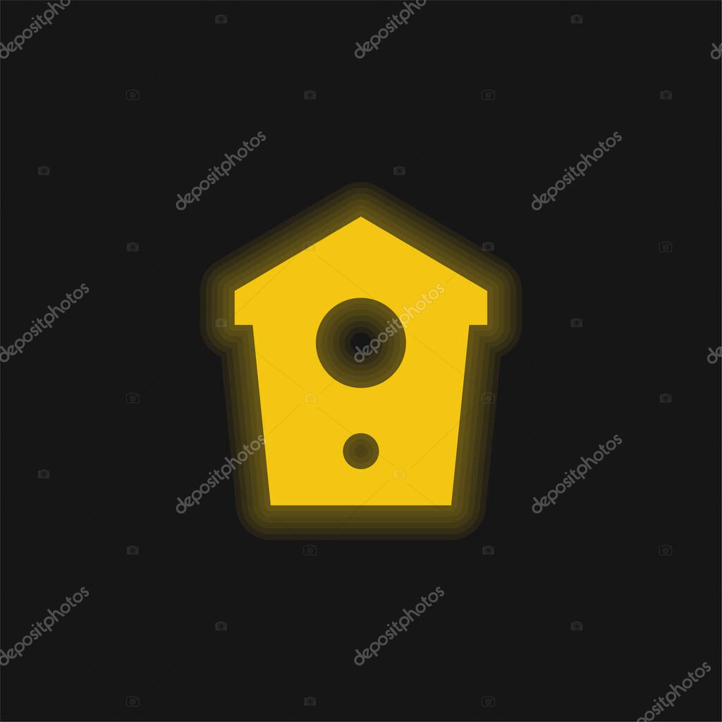 Birdhouse yellow glowing neon icon