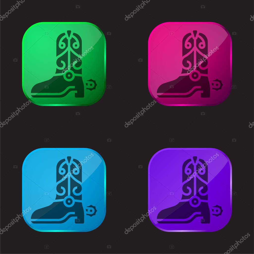 Boot four color glass button icon