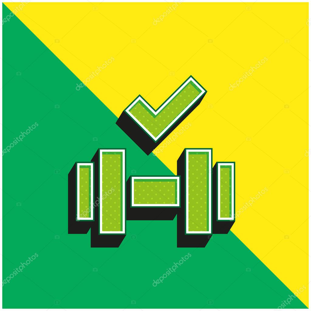 Barbell Green and yellow modern 3d vector icon logo
