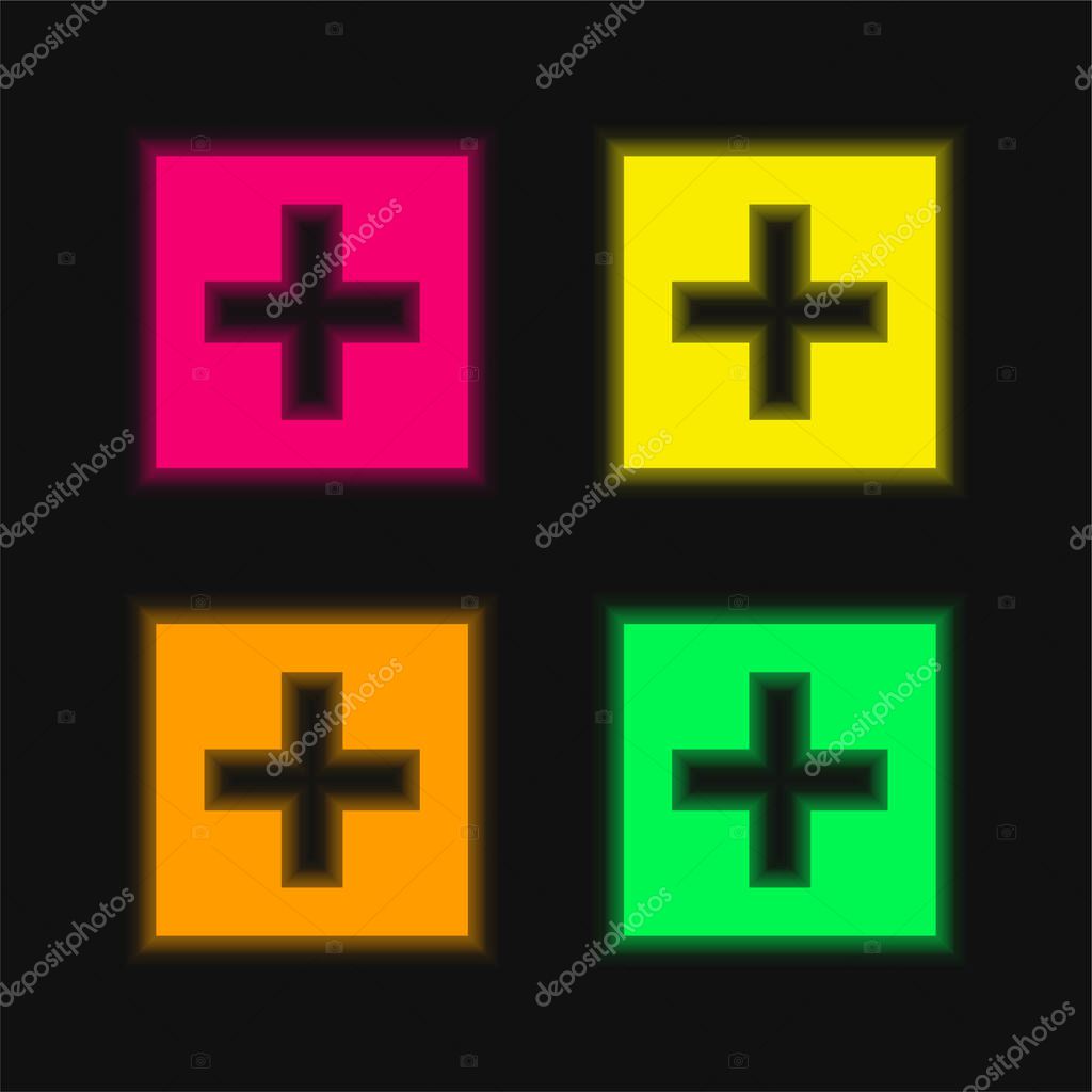 Addthis four color glowing neon vector icon