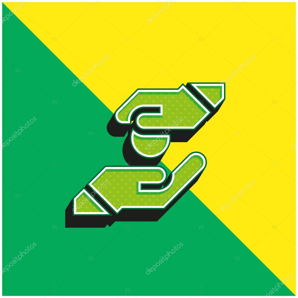 Alms Green and yellow modern 3d vector icon logo