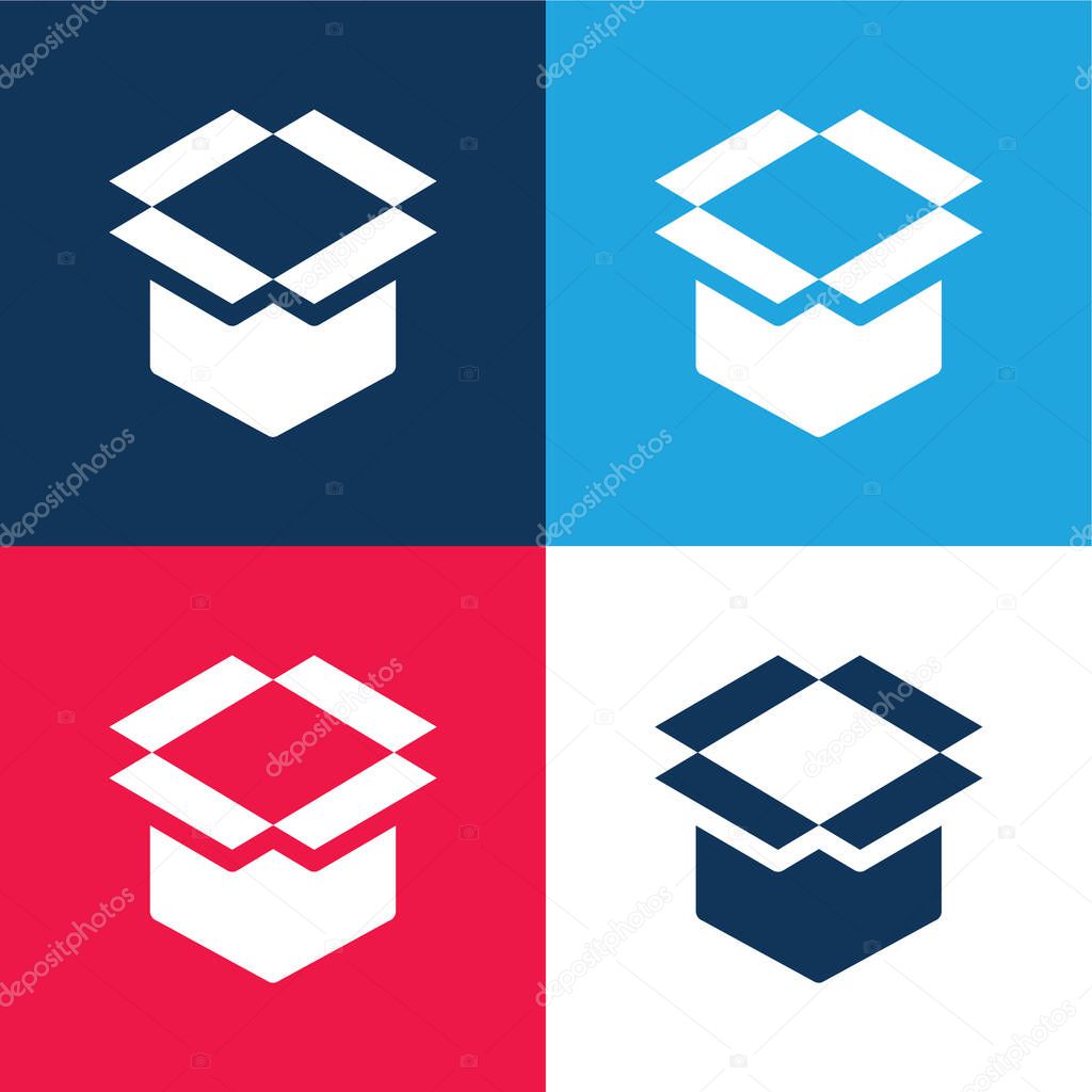 Box blue and red four color minimal icon set