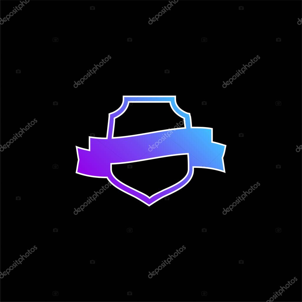 Award Symbolic Shield With A Banner blue gradient vector icon