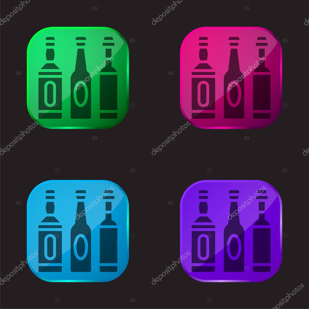 Alcohol four color glass button icon