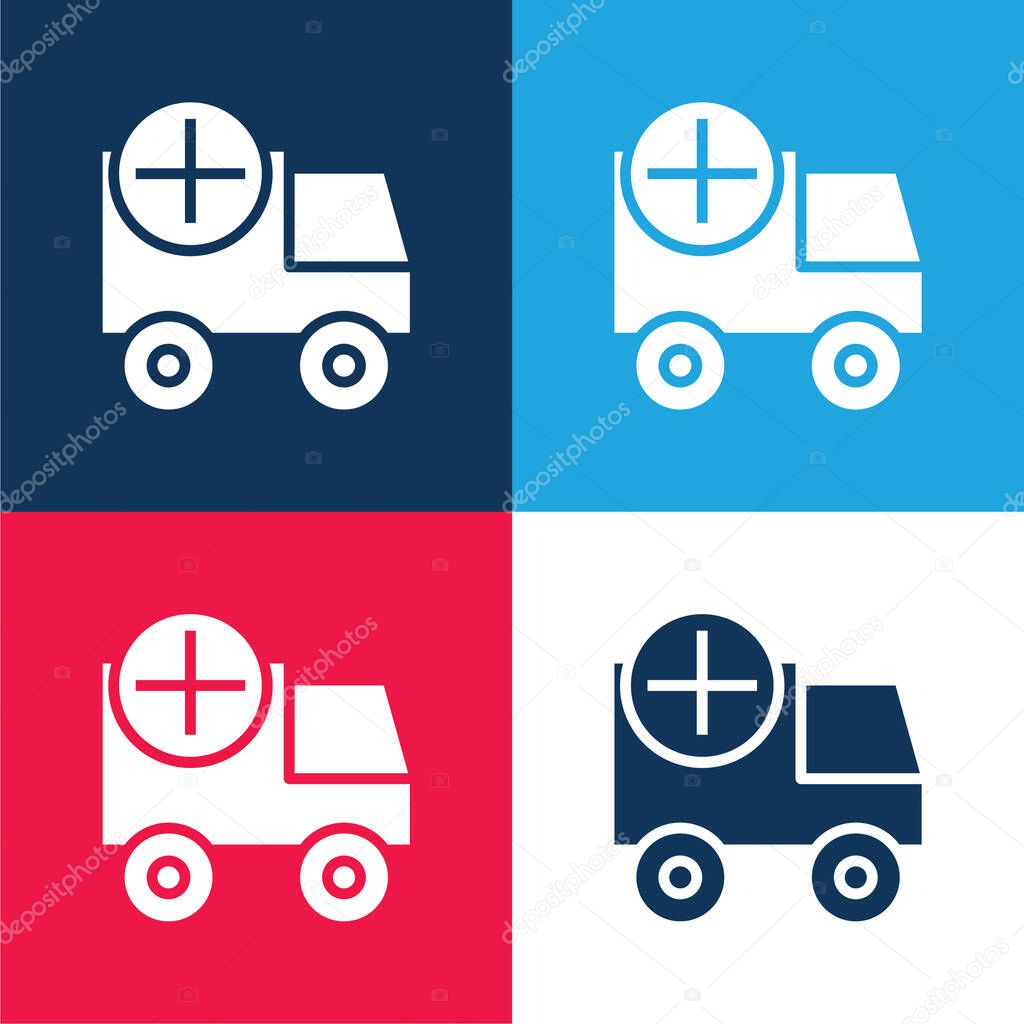 Add blue and red four color minimal icon set