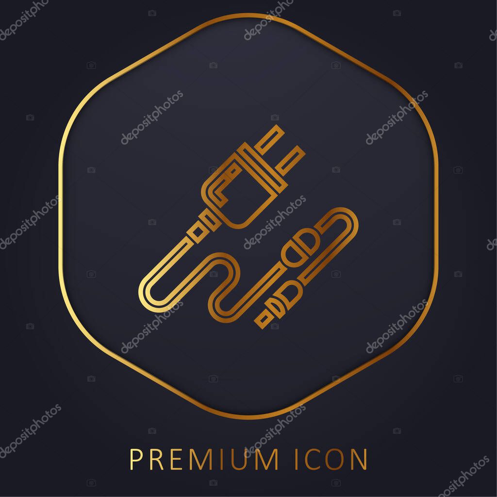 Battery golden line premium logo or icon