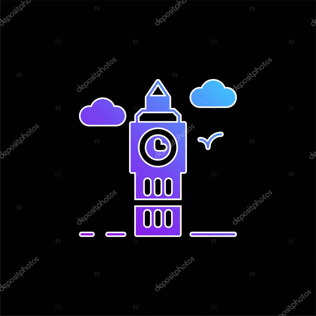 Big Ben blue gradient vector icon