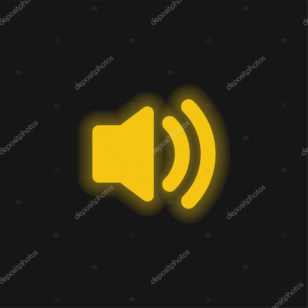 Audio Speaker On yellow glowing neon icon