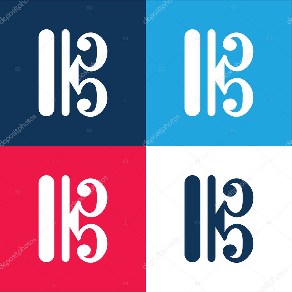 Bar Lines Variant blue and red four color minimal icon set