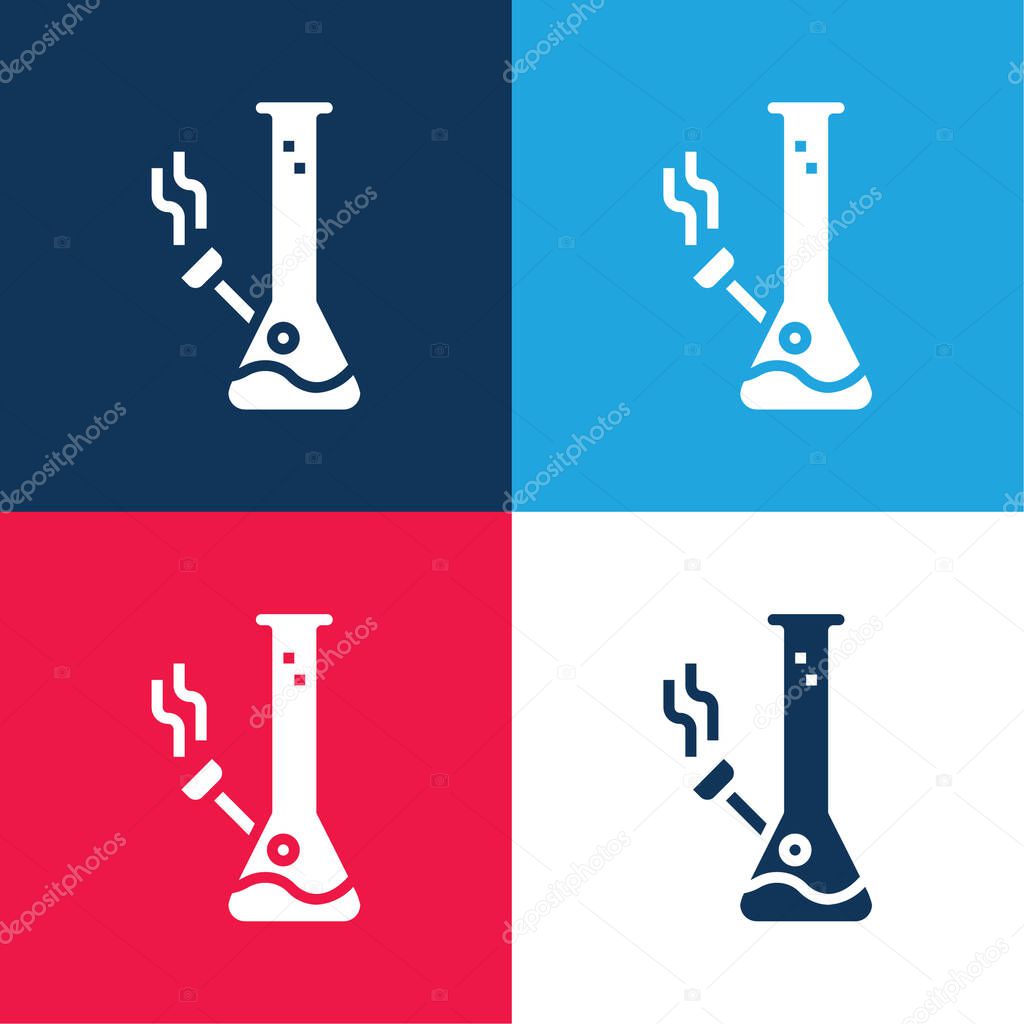 Bong blue and red four color minimal icon set