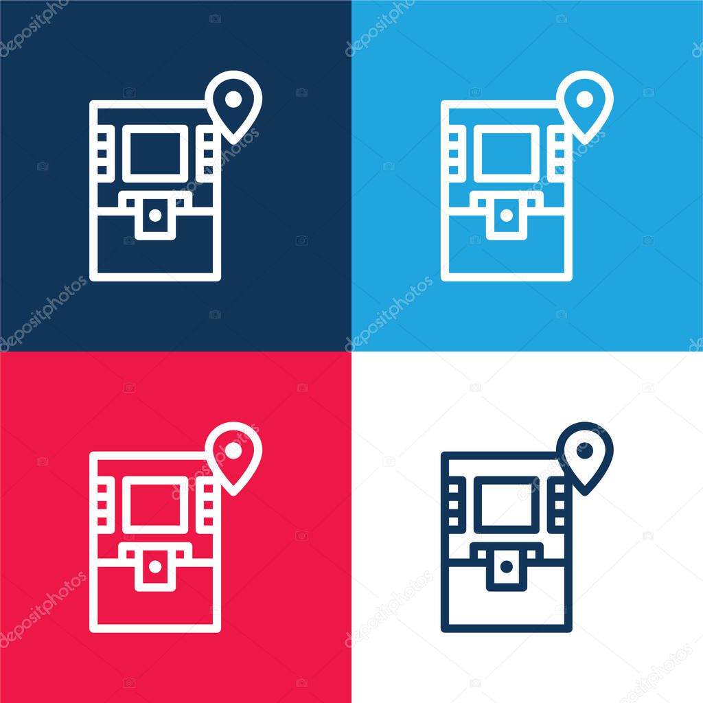 Atm blue and red four color minimal icon set